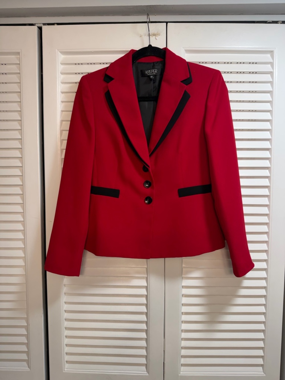 Kasper Red Blazer with Black Trim